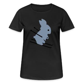 Ski Hase - Skihase - Frauen T-Shirt atmungsaktiv - Schwarz - Vorne - AI Model Female 172 light (172cm)