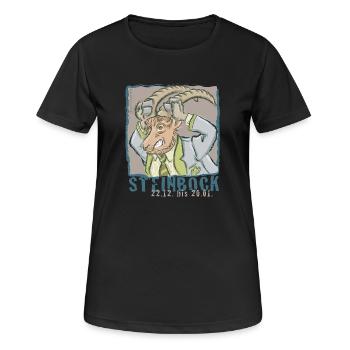 Sternzeichen - Steinbock - Frauen T-Shirt atmungsaktiv - Schwarz - Vorne - AI Model Female 172 light (172cm)