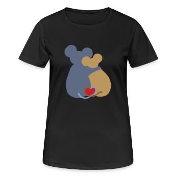 Mäuse Liebespaar - Frauen T-Shirt atmungsaktiv - Schwarz - Vorne - AI Model Female 172 light (172cm)
