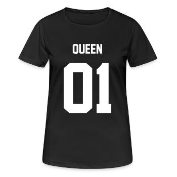 QUEEN - Frauen T-Shirt atmungsaktiv - Schwarz - Vorne - AI Model Female 172 light (172cm)