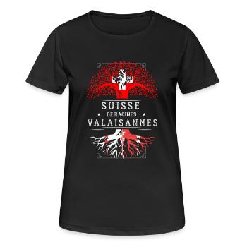 Racines Valaisannes - T-shirt respirant Femme - noir - Devant - AI Model Female 172 light (172cm)