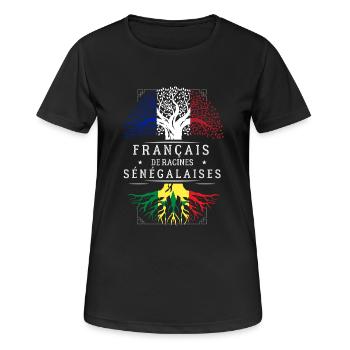 Racines Sénégalaises - T-shirt respirant Femme - noir - Devant - AI Model Female 172 light (172cm)