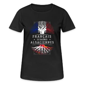 Racines Alsaciennes - T-shirt respirant Femme - noir - Devant - AI Model Female 172 light (172cm)