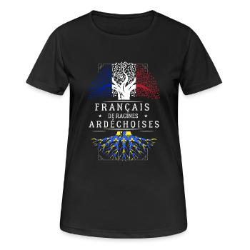 Racines Ardéchoises - T-shirt respirant Femme - noir - Devant - AI Model Female 172 light (172cm)