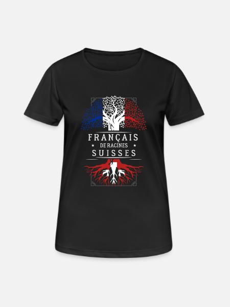 Racines Suisses - T-shirt respirant Femme - noir