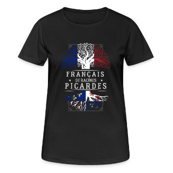 Racines Picardes - T-shirt respirant Femme - noir - Devant - AI Model Female 172 light (172cm)