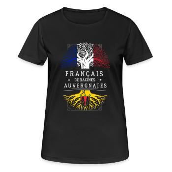 Racines Auvergnates - T-shirt respirant Femme - noir - Devant - AI Model Female 172 light (172cm)
