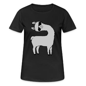 Lama guckt schief - Frauen T-Shirt atmungsaktiv - Schwarz - Vorne - AI Model Female 172 light (172cm)