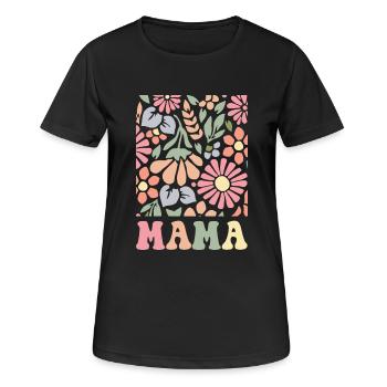 Mama Boho Flora - Frauen T-Shirt atmungsaktiv - Schwarz - Vorne - AI Model Female 172 light (172cm)