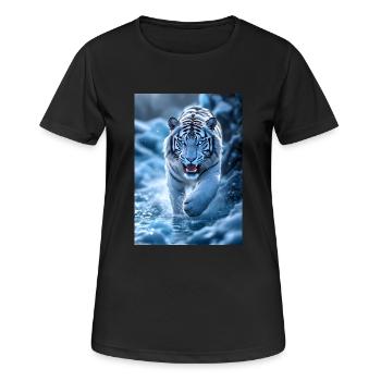Le tigre blanc court dans le ruisseau - T-shirt respirant Femme - noir - Devant - AI Model Female 172 light (172cm)