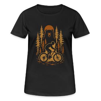 Balade sauvage en forêt – Bike & Bear - T-shirt respirant Femme - noir - Devant - AI Model Female 172 light (172cm)