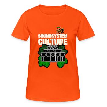 Soundsystem Culture - Women's Breathable T-Shirt - neon orange - Front - AI Model Female 172 dark (172cm)