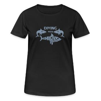 Diving with Sharks - Women's Breathable T-Shirt - black - Front - AI Model Female 172 light (172cm)