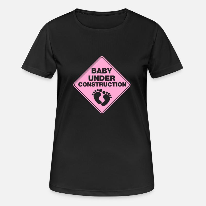 baby under construction - Women's Breathable T-Shirt - black