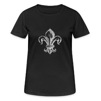Fleur de Lys Silber ★ SpiritSpread - Frauen T-Shirt atmungsaktiv - Schwarz - Vorne - AI Model Female 172 light (172cm)