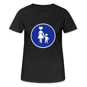 Trafic signe piétonne femme avec enfant 2C. - T-shirt respirant Femme - noir - Devant - AI Model Female 172 light (172cm)