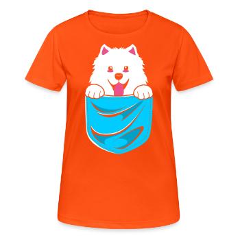 Samoyède - T-shirt respirant Femme - orange néon - Devant - AI Model Female 172 dark (172cm)