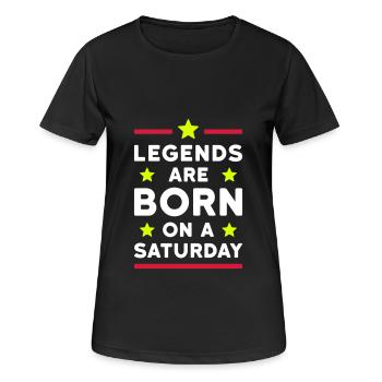 Legends are born on a Saturday (lines, stars) - Women's Breathable T-Shirt - black - Front - AI Model Female 172 light (172cm)