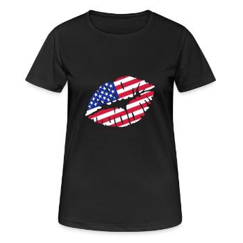 USA - Frauen T-Shirt atmungsaktiv - Schwarz - Vorne - AI Model Female 172 light (172cm)