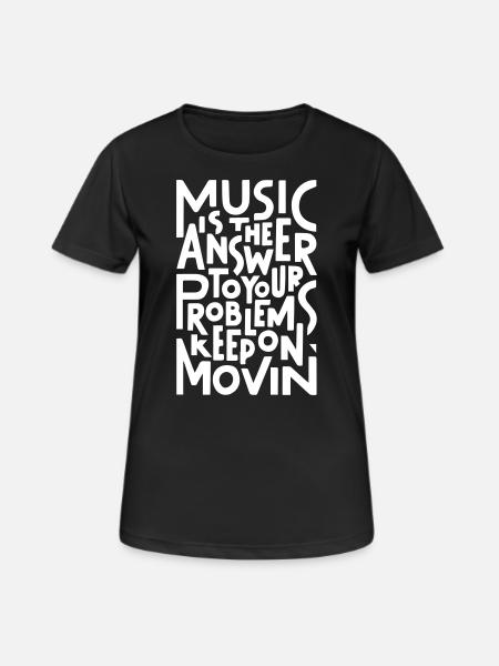 Music Is The Answer - Frauen T-Shirt atmungsaktiv - Schwarz