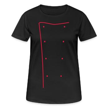 Kochjacke - Frauen T-Shirt atmungsaktiv - Schwarz - Vorne - AI Model Female 172 light (172cm)