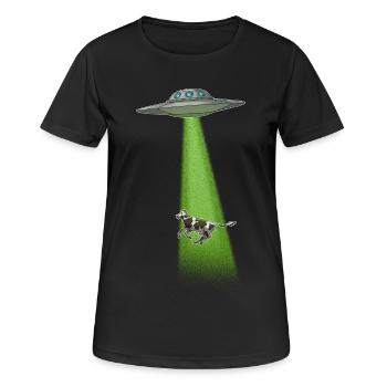 UFO - Frauen T-Shirt atmungsaktiv - Schwarz - Vorne - AI Model Female 172 light (172cm)