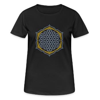 Blume des Lebens - stamp - Lotus - Frauen T-Shirt atmungsaktiv - Schwarz - Vorne - AI Model Female 172 light (172cm)