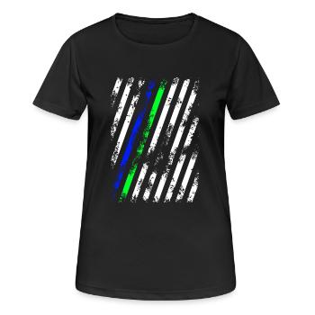 Stripes Weiß Blau Grün - Frauen T-Shirt atmungsaktiv - Schwarz - Vorne - AI Model Female 172 light (172cm)