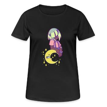 Pp und der Mond - Frauen T-Shirt atmungsaktiv - Schwarz - Vorne - AI Model Female 172 light (172cm)