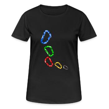 Karabiner - Frauen T-Shirt atmungsaktiv - Schwarz - Vorne - AI Model Female 172 light (172cm)
