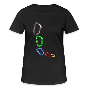 Karabiner - Frauen T-Shirt atmungsaktiv - Schwarz - Vorne - AI Model Female 172 light (172cm)