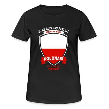 Polonais Parfait - T-shirt respirant Femme - noir - Devant - AI Model Female 172 light (172cm)