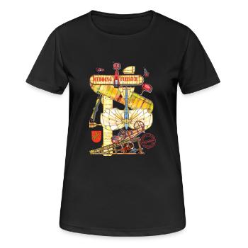WEDDING FLIEGER - Frauen T-Shirt atmungsaktiv - Schwarz - Vorne - AI Model Female 172 light (172cm)
