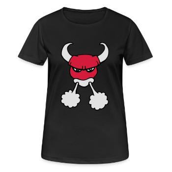 Stierkuh Kuh Stier angry bull comics Chicago - Frauen T-Shirt atmungsaktiv - Schwarz - Vorne - AI Model Female 172 light (172cm)