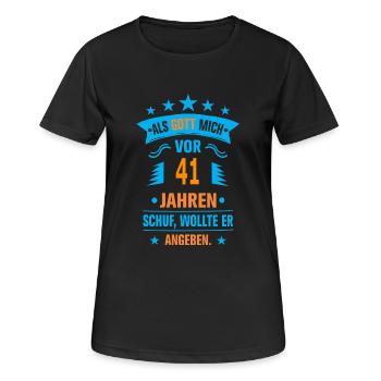 41 - Frauen T-Shirt atmungsaktiv - Schwarz - Vorne - AI Model Female 172 light (172cm)