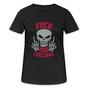 Skelett fuck your feelings - Frauen T-Shirt atmungsaktiv - Schwarz - Vorne - AI Model Female 172 light (172cm)