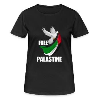 Free Palestine Design – Statement für Frieden - Frauen T-Shirt atmungsaktiv - Schwarz - Vorne - AI Model Female 172 light (172cm)