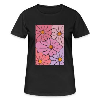 Boho Flora Blumen - Frauen T-Shirt atmungsaktiv - Schwarz - Vorne - AI Model Female 172 light (172cm)