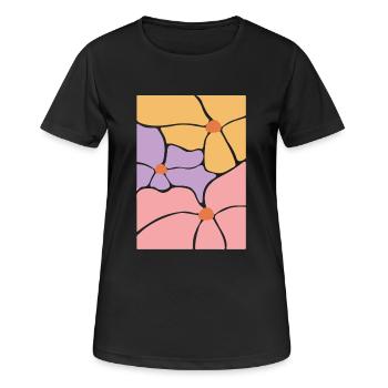 Boho Flora Blumen - Frauen T-Shirt atmungsaktiv - Schwarz - Vorne - AI Model Female 172 light (172cm)