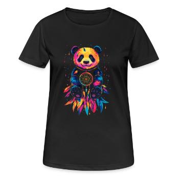 Panda coloré avec attrape-rêves - T-shirt respirant Femme - noir - Devant - AI Model Female 172 light (172cm)