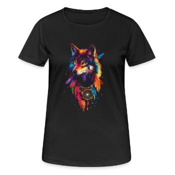 Loup Attrape-rêves - T-shirt respirant Femme - noir - Devant - AI Model Female 172 light (172cm)