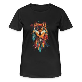 Loup Attrape-rêves - T-shirt respirant Femme - noir - Devant - AI Model Female 172 light (172cm)