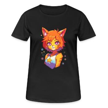 Furry Star - Frauen T-Shirt atmungsaktiv - Schwarz - Vorne - AI Model Female 172 light (172cm)