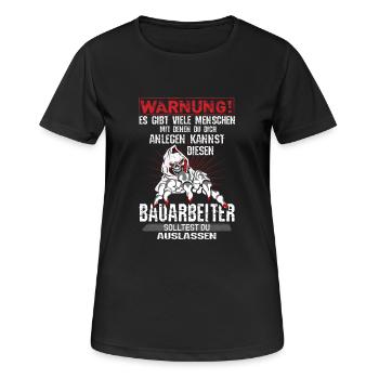 Bauarbeiter T-Shirt · Baustelle · Bagger · Kran - Frauen T-Shirt atmungsaktiv - Schwarz - Vorne - AI Model Female 172 light (172cm)