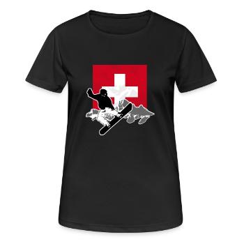 Snowboarding - Swiss Flag - Frauen T-Shirt atmungsaktiv - Schwarz - Vorne - AI Model Female 172 light (172cm)
