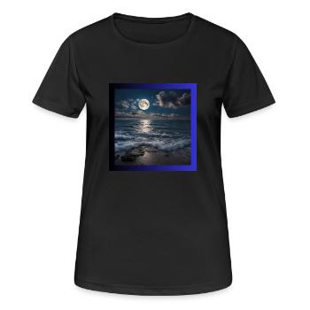 Pleine lune avec la mer - T-shirt respirant Femme - noir - Devant - AI Model Female 172 light (172cm)