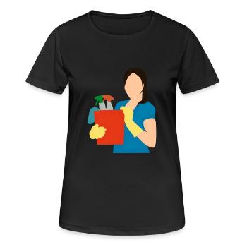 Nettoyage Nettoyage Nettoyage dame balai wischmop38 - T-shirt respirant Femme - noir - Devant - AI Model Female 172 light (172cm)