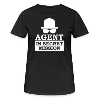 Agent in Secret Mission - Frauen T-Shirt atmungsaktiv - Schwarz - Vorne - AI Model Female 172 light (172cm)