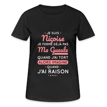 Je suis Niçoise - Je ferme pas ma gueule - T-shirt respirant Femme - noir - Devant - AI Model Female 172 light (172cm)