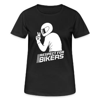 Respect for Bikers - Frauen T-Shirt atmungsaktiv - Schwarz - Vorne - AI Model Female 172 light (172cm)